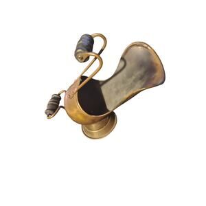 Copper Made in Holland Antique Coal Scuttle 5" Handmade Two Wooden8 Handles